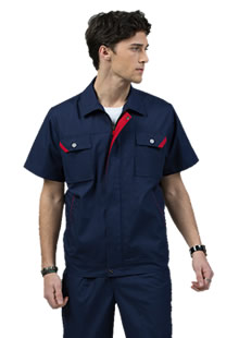 藏藍(lán)棗紅領(lǐng)夏季工作服工衣